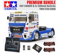 TAMIYA RC 58632 Team Hahn MAN Race Truck TT-01 1:10 Premium Stick Radio Bundle