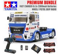 TAMIYA RC 58632 Team Hahn MAN Race Truck TT-01 1:10 Premium Wheel Radio Bundle