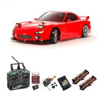 TAMIYA RC 58648 Mazda RX-7 Drift Spec (TT02D) 1:10 Car Premium Stick Bundle
