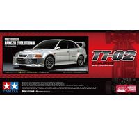 TAMIYA 58713 1:10 RC Mitsubishi Lancer Evo V TT-02 Remote Control Car, RC Vehicle, Model Building, Kit for Assembly, Hobby, Crafts, RC Model, RC Model Kit