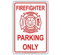 TammieLove 8X12 Inches Firefighter Fire Department Parking Only Vehicle Metal Tin Sign