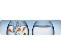 TammieLove Aquarium Functional Tin Sign,Little Brave Goldfish Jumping One Fishbowl to Another Courage Improvement Decorative 40x10 cm Notice Sign for Indoor Outdoor Yard Street Signs