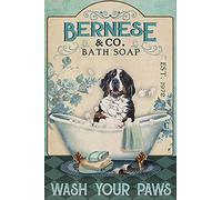 TammieLove Bernese Mountain Dog Bath Soap Wall Decor Poster Garage Wall Decor Metal Tin Sign 8X12 Inch