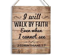 TammieLove Christian Gifts I Will Walk By Faith Even When I Cannot See Sign 2 Corinthians 5:7 En Metal Sign Retro Vintage Tin Sign Metal Poster Wall Art Decor 8X12 Inches, TinSignTammieLoveA7281