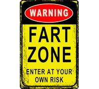 TammieLove Fart Zone Warning Enter at Your Own Risk in Metal Sign Retro Vintage Tin Sign Metal Poster Wall Art Decor 8X12 Inches, Tinsigntammielovea2450
