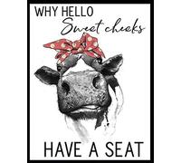 TammieLove Funny Cow With Bandana Metal Tin Sign 12x16 in Wall Decor for Farmhouse, Restroom, & Bathroom