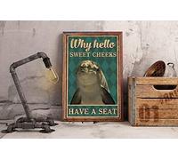 TammieLove Funny Dolphin Why Hello Sweet Cheeks Have A Seat Poster Nice Arse Poster Bathroom Poster Dolphin Lover Art Farmhouse Sign Metal Tin Sign 8X12 Inch, TinSignEUa58222