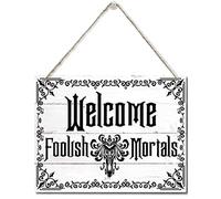 TammieLove Halloween En Wallhanging Printed Wall Plaque Signs, Welcome Foolish Mortals Sign Metal Sign Retro Vintage Tin Sign Metal Poster Wall Art Decor 8X12 Inches, TinSignTammieLoveA6650