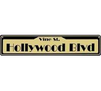 TammieLove Hollywood BLVD. Metal Tin Sign Vintage Retro Wall Decor Art 40x10 cm, TinSign4X16a17399