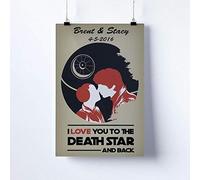 TammieLove I Love You to The Death Star and Back Poster Custom Name and Date Gift for Couple Gift for Her Unique Gift Ideas Metal Tin Sign 8X12 Inch