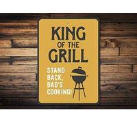 TammieLove King The Grill Sign Grill Decor Grill Gift Grill Master Gift Grilling Sign Dad Grill Sign Father'S Day For Outdoor & Indoor Tin Warning Sign 8X12 Inches, TinSignEUa51087