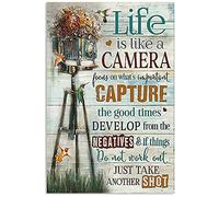 TammieLove Life Is Like A Camera Focus On What'S Important Wall Decor Poster Garage Wall Decor Metal Tin Sign 8X12 Inch