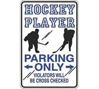 TammieLove Metal Sign Hockey Player Parking Only Aluminum Christmas Props Plaque/Tin Sign 8x12 inch, Tinsigneua2503
