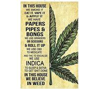 TammieLove Metal Tin Retro Sign Cannabis in This House We Smoke It Eat It Vape It We Believe in Weed Poster Thanksgiving 8x12 inch