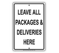TammieLove Metal tin sign 12x16 inches Leave All Packages & Deliveries Here Mail Drop Off Alert Attention Caution Warning Notice Sign, TinSign12X16A12301