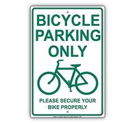 TammieLove Metal tin sign 8x12 inches Bicycle Parking Only with Graphic Please Secure Bike Properly Alert Caution Warning Notice Aluminum Metal Tin, TinSignEUa20804