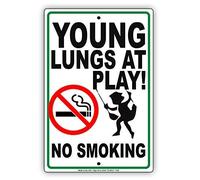 TammieLove Metal tin Sign 8x12 inches Young Lungs at Play No Smoking Notice Memo Aluminium Metal Sign