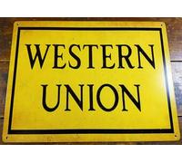 TammieLove Metal Tin Sign Western Union Classic Yellow and Black Logo Metal Advertising Sign Sign Square Sign 12x12 inches