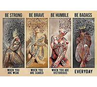 TammieLove Music and Wine Poster Be Strong Be Brave Be Humble Be Badass Everyday Poster Music Lovers Wine Poster Vintage Poster Music Girl Cute Sign Metal Tin Sign Wall Decor Poster 12x16 inches