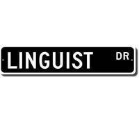TammieLove New Linguist Gift Linguist Sign Language Expert Foreign Languages Interpreter Street Sign Funny Words Tin Sign Gift 10x40 cm, TinSign4X16a12348