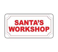 TammieLove New Metal Aluminum Sign Santa's Workshop Red Retro Vintage Style with Holes Tin Sign 8x12 Inch