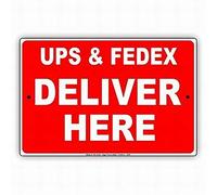 TammieLove New Tin Sign Upd & FedEx Deliver Here Mail Drop Off Services Alert Attention Safety Aluminum Metal Sign for Wall Decor 8X12 Inch