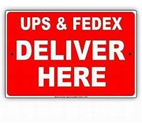TammieLove New Tin Sign UPD & FedEx Deliver Here Mail Drop Off Services Alert Attention Safety Sign Outdoor Courtyard Decoration Sign 8x12 inch, TinSignEUa4338