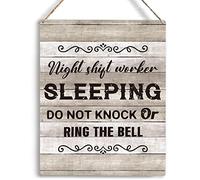 TammieLove Night Shift Worker Sleeping Do Not Knock Or Ring The Bell Sign En Metal Sign Retro Vintage Tin Sign Metal Poster Wall Art Decor 8X12 Inches, TinSignTammieLoveA7302