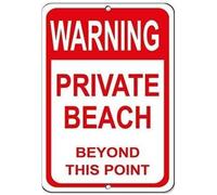 TammieLove No Trespassing Private Beach Beyond This Point for Outdoor & Indoor Tin Warning Sign 8X12 Inches