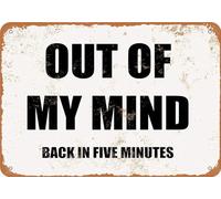 TammieLove Out Of My Mind. Back In Five Minutes. Metal Sign Retro Wall Decor Tin Signs Bar Cafehome Decoration Vintage Metal Sign 8X12 inches, TinSignEUa36130