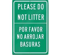 TammieLove Please Do Not Litter English/Spanish Sign Heavy Metal Tin Sign Aluminum Metal Sign 8X12 Inches