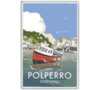 TammieLove POLPERRO - Jumbo Fridge Magnet - Cornwall River POL England Fishing Village Metal TIN Sign 8x12 inches