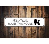 TammieLove Poodle Sign Poodle Gift Poodle Decor Poodle Owner Gift Poodle Lover Sign Dogs Rule Sign Dog House Sign tin sign 40x10 cm, TinSign4X16a16337