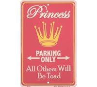 TammieLove Princess Parking Only, All Others Will Be Toad (Crown) - 8"" x 12"" Metal Parking Sign Metal Tin Sign 8X12 Inches, Tinsigneua40405