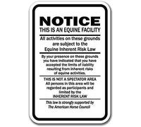 TammieLove Safety Warning Signssupplemental Equine Liability Heavy Gauge Tin Sign Warning Statute Horse Barn Stable Farm Signs12 Metal Tin Sign 8x12 inches