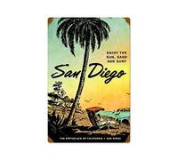 TammieLove San Diego Birthplace Of California Metal Sign Beach Sun Surf Tin Sign 8x12 inch, TinSignEUa12234