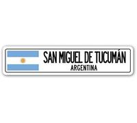 TammieLove SAN Miguel DE TUCUMEN, Argentina Aluminum Street Sign Argentinian Flag City coun Street Metal tin Sign 4x16 inches