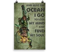 TammieLove Scuba Diver Map and Into The Ocean I Go to Lose My Mind and Find My Soul for Home Garden Poster Plaque Decor Gallery Wall Tin Sign 8x12 inch, Tinsigneua42422