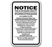 TammieLove Supplemental Equine Liability Heavy Gauge Tin Sign Warning Statute Horse Barn Stable Farm Signs Vintage Metal Sign 8X12 inches, Tinsigneua35788