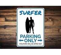 TammieLove Surfer Parking Sign Surfer Gift Gift Surfer Wave Rider Sign Surfing Sign Surf Beach House Decor for Outdoor & Indoor Tin Warning Sign 8X12 Inches