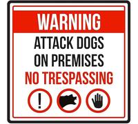 TammieLove Tin New Sign Attack Dogs On Premises No Trespassing Caution Square Sign 12x12 inchs, TinSign12X12a6714