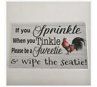 TammieLove Toilet Sprinkle Tinkle Sweetie Rooster Country Sign Metal Tin Sign 8X12 inch, Tinsigneua45078