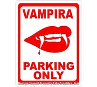 TammieLove Vampira Parking Only Sign. Gift Horror Decor for Vamps. Gothic Halloween Vampire Metal Sign Funny Tin Sign 8x12 inch