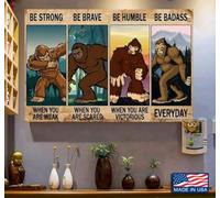 TammieLove Vintage Bigfoot in The Forest Be Strong When You are Weak Be Brave When You are Scared Wall Decor Poster Garage Wall Decor Metal Tin Sign 8X12 Inch