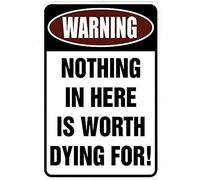 TammieLove Warning Nothing in Here is Worth Dying for Funny Warning Tin Sign 8x12 inches, Tinsigneua32068