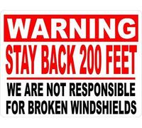 TammieLove Warning Stay Back 200 Feet Not Responsible For Broken Windshields Sign Metal Sign Retro Vintage Tin Sign Metal Poster Wall Art Decor 8X12 Inches, TinSignTammieLoveA3218