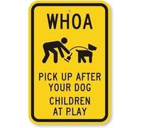 TammieLove Whoa Pick Up After Your Dog Children at Play Sign Warning Tin Sign 8x12 inches