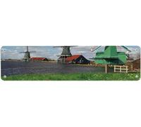 TammieLove Windmill Decor Novelty Tin Sign,Traditional Dutch Windmills with Red Tulips in Amsterdam Scenic Field River Decorative for Cafes 40x10 cm Notice Sign for Indoor Outdoor Yard Street Signs