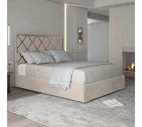 Tammy Upholstered Soft Velvet Metal Bed Frame - Cream