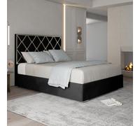 Tammy Upholstered Soft Velvet Metal Black Bed Frame
